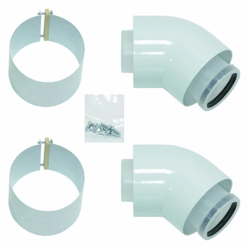 Bulex RGA concentrisch PP/Staal bocht 45° 60/100 mm - prijs per set van 2 stuks 0020257010