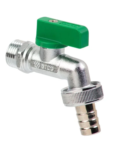 Arco Garden Nano dubbeldienstbolkraan met hendel (groen) MM 1/2 x 1/2 - vernikkeld - Anti-Kalk - met tuinslangkoppeling 00460