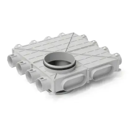 Begetube Profi-Air verdeelkast laag model 2 x DN 180 - 12 x 63 mm 010002312