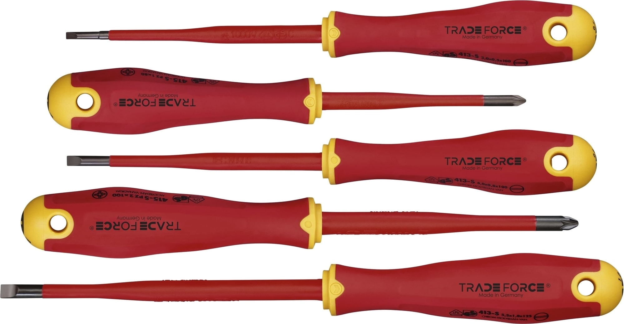 5-delige geïsoleerde schroevendraaierset 1000V PZ & sleuf 0118150009