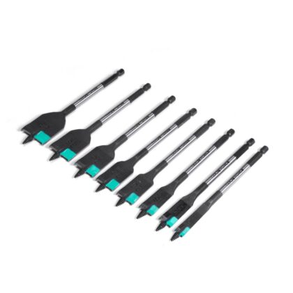 Set van 8 platte houtboren