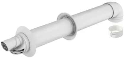 Ubbink Rolux 5H concentrisch PP/Staal muurdoorvoer 80/125 mm - wit - met bocht 0223151