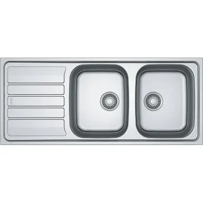 Franke Flash inbouwspoeltafel 1160 x 500mm - 2 bakken - inox - met verlek - omkeerbaar - inclusief sifon 101.0715.791