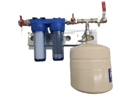 Alpha Fixflow voorgemonteerd duplex regenwaterfilter met expansievat en bolkraan 4/4 1040301 A