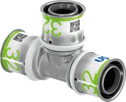 Uponor S-Press Plus messing T-stuk 90° FFF 32 x 32 x 32 1070563