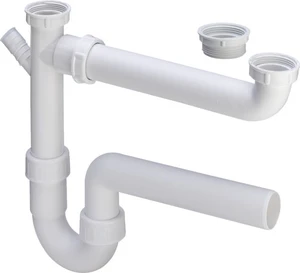 Viega Universal PP dubbele buissifon met WMA 6/4 x 40 mm - wit - afvoer horizontaal 108496