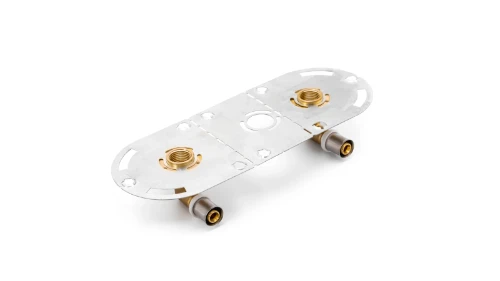 Multi messing pers montageplaat voor gipsplaten met 2 overgangsbochten 90° FF 20 x 1/2F 1100052168