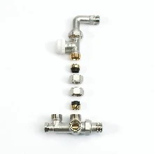 Begetube thermostatiseerbare driewegset 100% muuraansluiting met recht ventiel met bocht 1/2 x M24 110240052