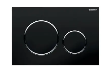 Geberit Sigma 20 bedieningsplaat - zwart mat - kunststof - 2 druktoetsen designringen glansverchroomd 115.882.14.1