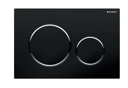 Geberit Sigma 20 bedieningsplaat - zwart mat - kunststof - 2 druktoetsen designringen glansverchroomd 115.882.14.1