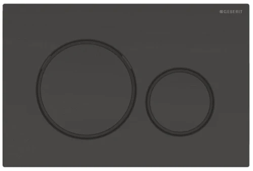 Geberit Sigma 20 bedieningsplaat - jet black ral 9005 - kunststof - 2 druktoetsen designringen in zwart mat 115.882.DW.1