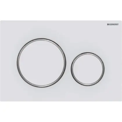 Geberit Sigma 20 bedieningsplaat - wit mat - kunststof - 2 druktoetsen designringen glansverchroomd 115.882.JT.1