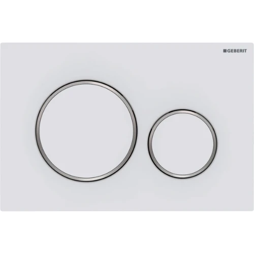 Geberit Sigma 20 bedieningsplaat - wit mat - kunststof - 2 druktoetsen designringen glansverchroomd 115.882.JT.1