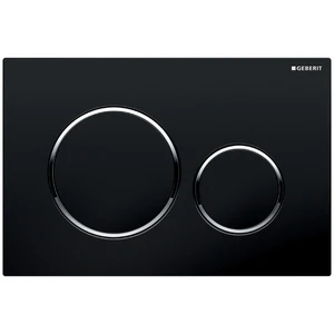 Geberit Sigma 20 bedieningsplaat - zwart - kunststof - 2 druktoetsen ring rondom chroom 115.882.KM.1