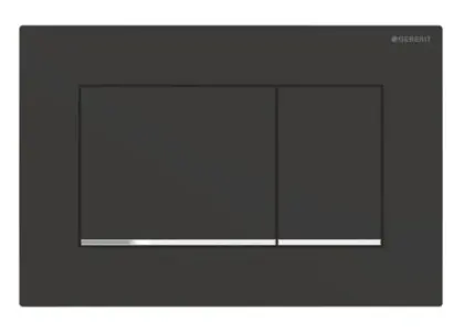 Geberit Sigma 20 (ex Sigma 30) bedieningsplaat - zwart mat - kunststof - 2 druktoetsen designstrook glansverchroomd 115.883.14.1