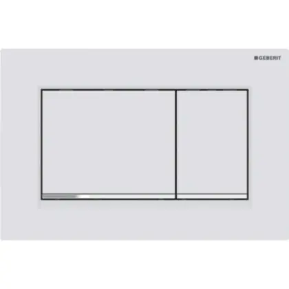 Geberit Sigma 20 (ex Sigma 30) bedieningsplaat - wit mat - kunststof - 2 druktoetsen designstrook glansverchroomd 115.883.JT.1