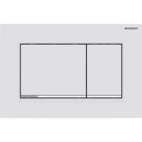 Geberit Sigma 20 (ex Sigma 30) bedieningsplaat - wit mat - kunststof - 2 druktoetsen designstrook glansverchroomd 115.883.JT.1