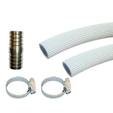 DBJ afvoerslang voor wasmachine 3/4 x 1500 mm - grijs rubber (incl. verbindingsstuk en slangklemmen) 124791001