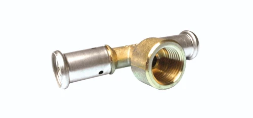 Henco P-serie messing pers verloop T-stuk met binnendraad 90° FFF 20 x 1/2 F x 20 mm 13P-200420