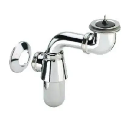 Viega Universal chroom bekersifon met afvoerplug 5/4 x 32 mm - plaatsbesparend - zonder muurbuis - chroom 148355
