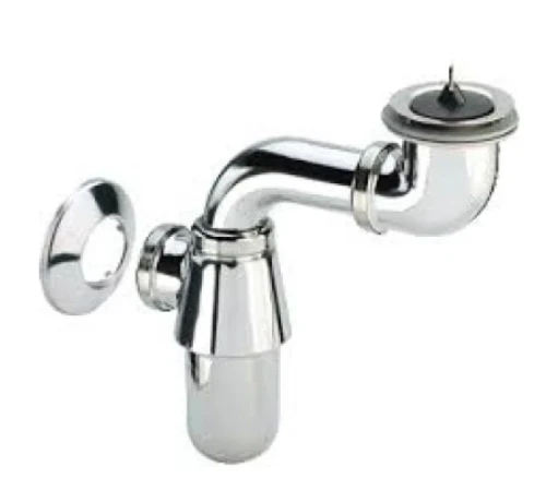 Viega Universal chroom bekersifon met afvoerplug 5/4 x 32 mm - plaatsbesparend - zonder muurbuis - chroom 148355