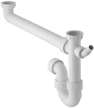 Geberit PP dubbele buissifon 6/4 x 40 mm - wit - met wasmachineaansluiting - met knelaansluiting 152.839.11.1