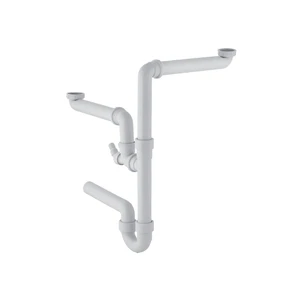 Geberit PP dubbele buissifon plaatsbesparend 6/4 x 40 mm - wit - met wasmachineaansluiting 152.886.11.1