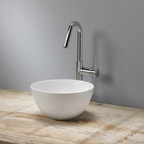 Up opzetwaskom rond porselein 240 x 240 x 120 mm - wit mat - zonder kraangat - zonder overloop 1563009