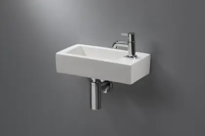 Liv handenwasser porselein 365 x 185 x 90 mm - wit - met kraangat rechts - zonder overloop 1564403