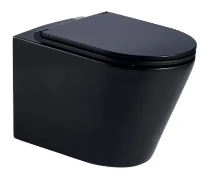 Brio hangtoilet PACK (hangtoilet + zitting) 360 x 520 mm - zonder spoelrand - softclose - quick release - zwart mat 1724560