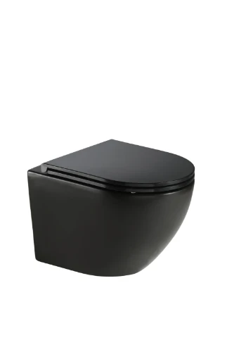 Maki hangtoilet cycloneflush rimless PACK (hangtoilet + zitting met softclose) - zonder spoelrand - zwart mat - 520 x 365 mm 1936845