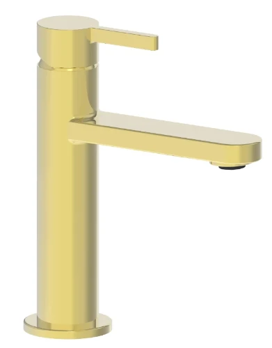 Vivo wastafelmengkraan met coldstart - rechte uitloop - zonder lediging - Brushed Gold PVD - goud mat PVD 1952108