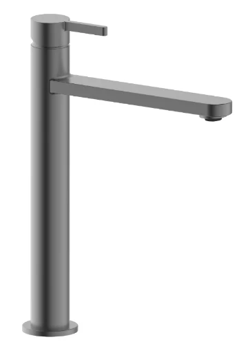 Vivo verhoogde wastafelmengkraan met coldstart - rechte uitloop - zonder lediging - Gun Metal PVD - staal mat PVD 1952136