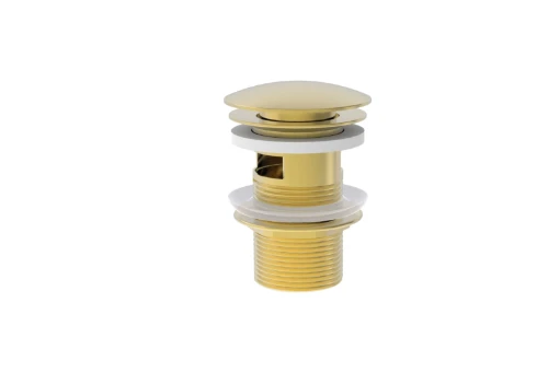 Vivo afvoerplug met overloop - click-clack - open plug - Brushed Gold PVD - goud mat PVD 1952145