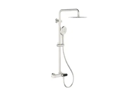 Vivo 3.0 showerset met druktoets - douchethermostaat met hoofd- en handdouche - Brushed Nickel PVD - geborsteld mat PVD 1952205
