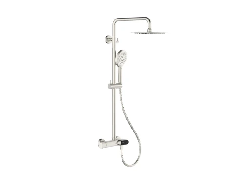Vivo 3.0 showerset met druktoets - douchethermostaat met hoofd- en handdouche - Brushed Nickel PVD - geborsteld mat PVD 1952205