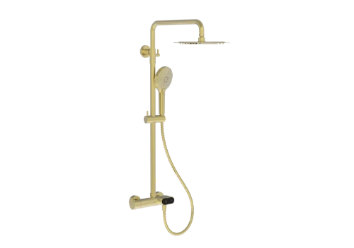 Vivo 3.0 showerset met druktoets - douchethermostaat met hoofd- en handdouche - Brushed Gold PVD - goud mat PVD 1952207