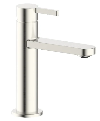 Vivo wastafelmengkraan met coldstart - rechte uitloop - zonder lediging - Brushed Nickel PVD - geborsteld mat PVD 1952226
