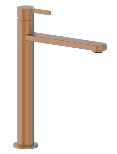 Vivo verhoogde wastafelmengkraan met coldstart - rechte uitloop - zonder lediging - Brushed Copper PVD - koper mat PVD 1984957