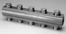 Begetube messing collector met geïntegreerde regelkranen zonder ontluchtingsopening 4/4 - 10 x M24 200102010