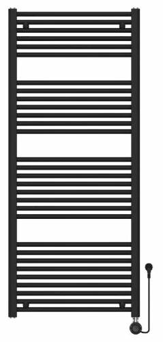 Calore Rondo elektrische handdoekradiator met ronde buizen 1400 x 600 mm - 900W - incl thermostaat - zwart mat 2005944