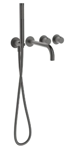 Vivo afwerkset badthermostaat met omsteller inclusief uitloop & handdouche - Gun Metal PVD - staal mat PVD 2035367
