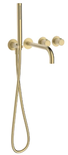Vivo afwerkset badthermostaat met omsteller inclusief uitloop & handdouche - Brushed Gold PVD - goud mat PVD 2035379