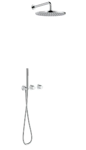 Vivo afwerkset douchethermostaat met omsteller inclusief handdouchegarnituur en hoofddouche 300 mm muuraansluiting - Chroom 2035383