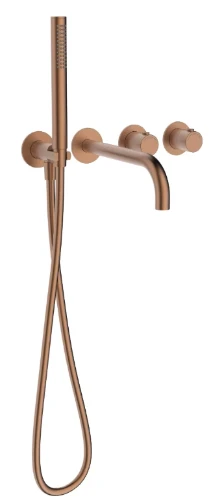 Vivo afwerkset badthermostaat met omsteller inclusief uitloop & handdouche - Brushed Copper PVD - koper mat PVD 2035402