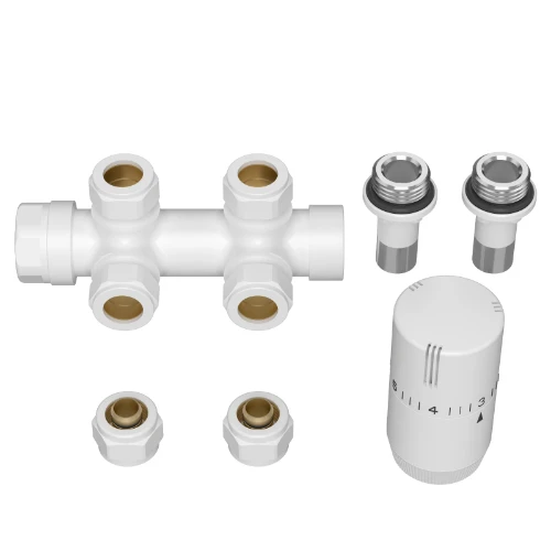 Radect thermostatiseerbaar H-stuk haaks 1/2 x 15 - verkeerswit RAL 9016 2067164