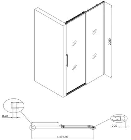 Free Move schuifdeur omkeerbaar 1200 x 2000 mm - transparant Clean - Brushed Nickel - geborsteld mat 2067811