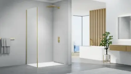 Free Move zijwand omkeerbaar 900 x 2000 mm - transparant Clean - Brushed Gold - goud mat 2067825