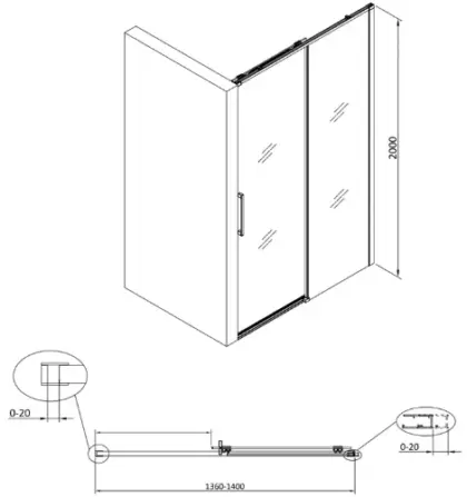 Free Move schuifdeur omkeerbaar 1400 x 2000 mm - transparant Clean - zwart mat 2067874