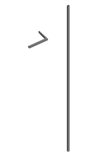 Open Wall 2.0 muurprofiel + haaks stabilisatieprofiel rechts 160 x 250 mm - Gun Metal - staal mat - voor wanden t/m 1200 mm - voor wanden t/m 1200 mm 2067878